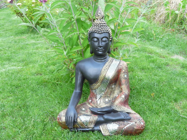 Buddha sitzend schwarz / goldfarben 44 cm