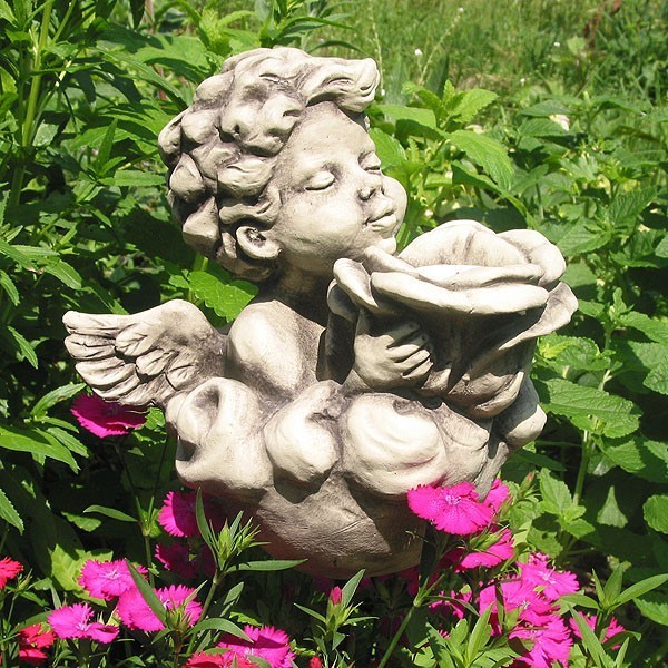 Engel Wolke Teelichtengel Emanuel Betonguss Gartenstecker Zauberblume 19 cm