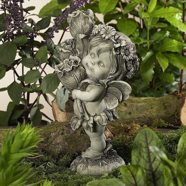 Engel Elfe Lalula mit Blumen Resin Gartenstecker Zauberblume 21 cm