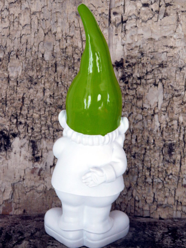 Gartenzwerg weiß Figur Mütze grün 30cm hoch Gift Company