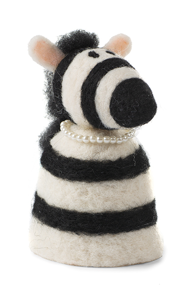 Eierwärmer Zebra mit Perlenkette aus Filz Baden GmbH