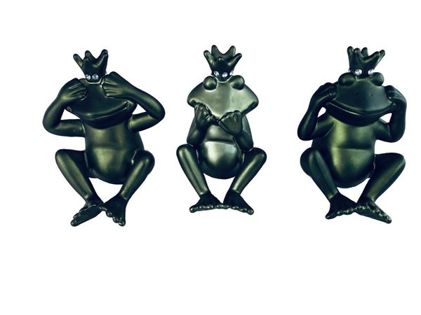 Frosch mit Krone lustig sitzend 3-fach Set mit Strasssteinen Baden GmbH