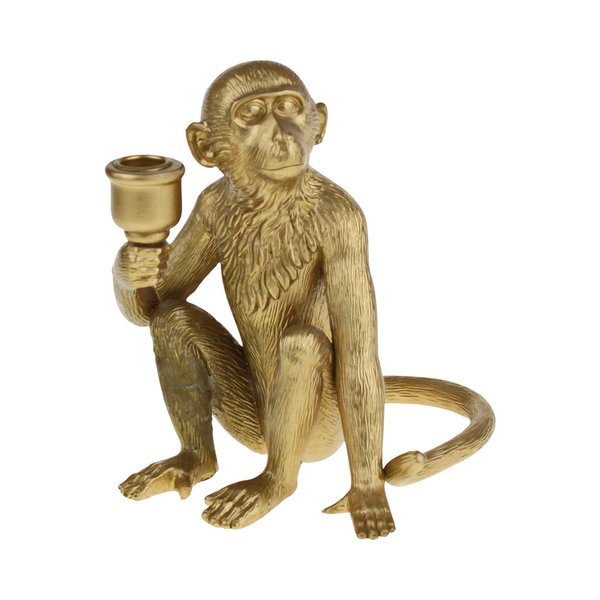 Dekofigur Affe sitzend gold Kerzenhalter 20 cm