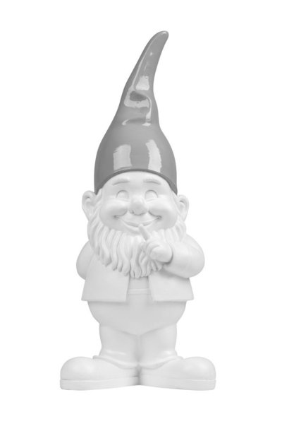 Gartenzwerg XL weiß Figur Mütze grau 46cm hoch Gift Company