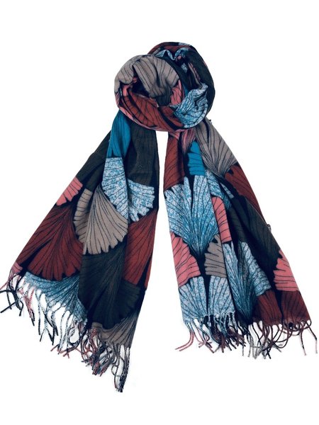 flauschiger Schal mit Blättermuster, Modeschal Halstuch