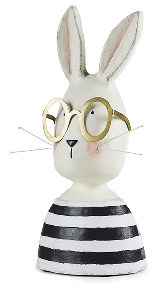 Hasenbüste Hasenkopf mit Brille 29cm Shabby Look Osterhase Baden