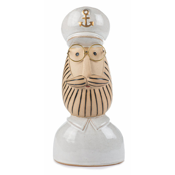 Ladykopf Kapitän weiß 27 cm Keramik Aufsteller Büste von Baden