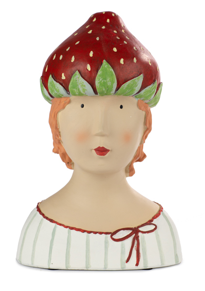 Ladykopf Erdbeere rot 26 cm Aufsteller Büste von Baden